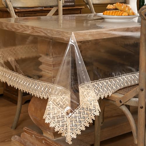 Clear Vinyl Tablecloth Protector, Waterproof 54x84 Inch Plastic Table Cover
