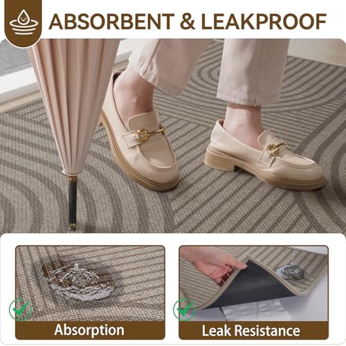 Indoor Entrance Door Mat 17x30 Brown - Dust & Water Resistant Non-Slip Entry Rug