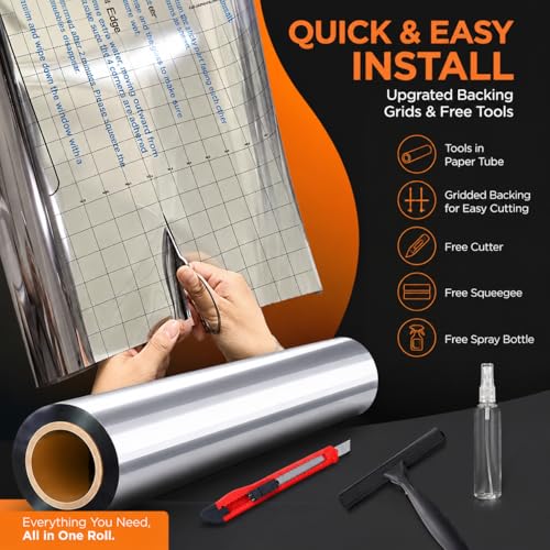 One Way Window Privacy Film - Heat Control Reflective Tint (17.5" x 78.7")