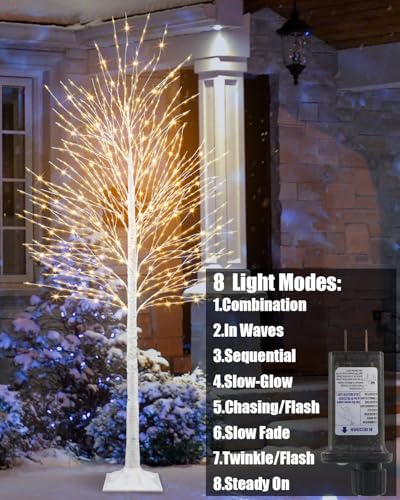 Miyukyee 7ft LED Lighted Birch Tree for Christmas & Holiday Decor