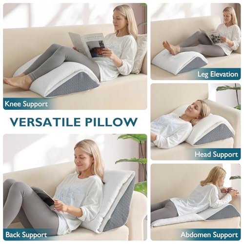 Convertible Knee Wedge Pillow for Back Sleeping - Dual-Layer Memory Foam