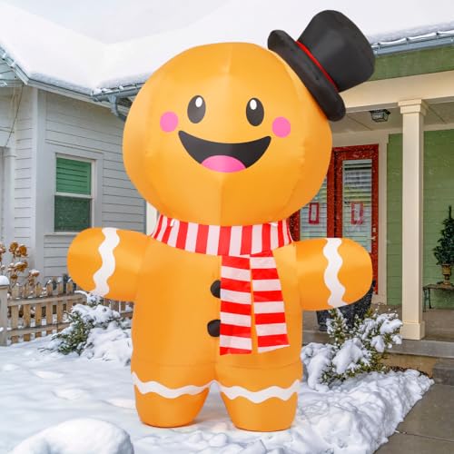 GOOSH 6.2 FT Inflatable Christmas Gingerbread Man with LEDs for Outdoor Holiday Decorations
