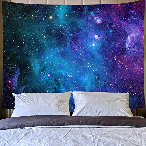 Galaxy Wall Tapestry - Blue Starry Sky & Space Nebula Backdrop