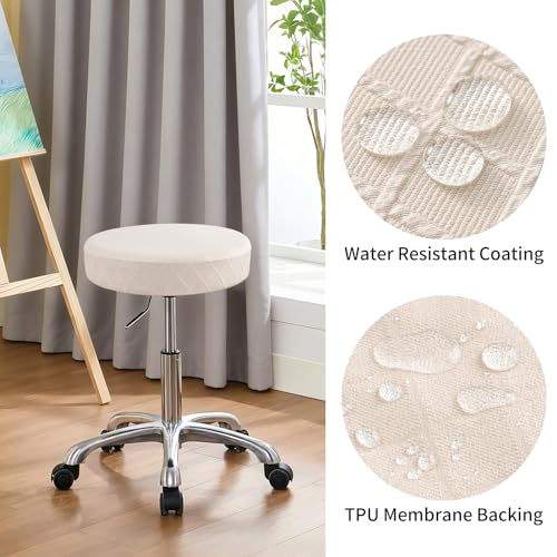 Waterproof Round Stool Covers - 4 Pack, 16-18 Inch, Beige