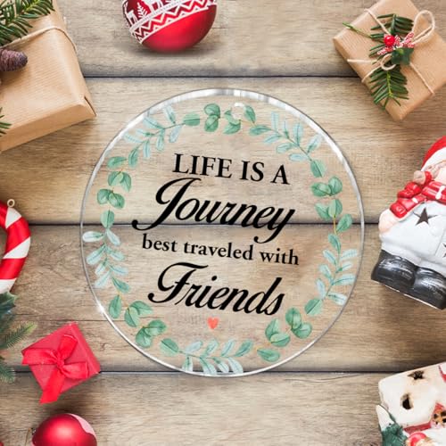 FYDHQSS Colorful Friendship Christmas Ornament, Clear Acrylic Keepsake, 2.8 Inch