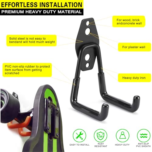2 Pack Heavy Duty Garage Storage Hooks Steel Wall Mount Tool Hangers