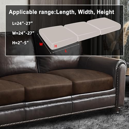 Stretch Spandex Sofa Cushion Covers Set, 3-Piece, Brown