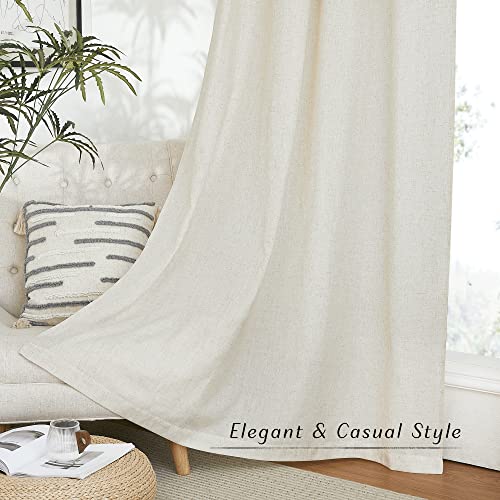 Natural Linen Semi-Sheer Curtains 84 Inch Long - 2 Panel Grommet Set