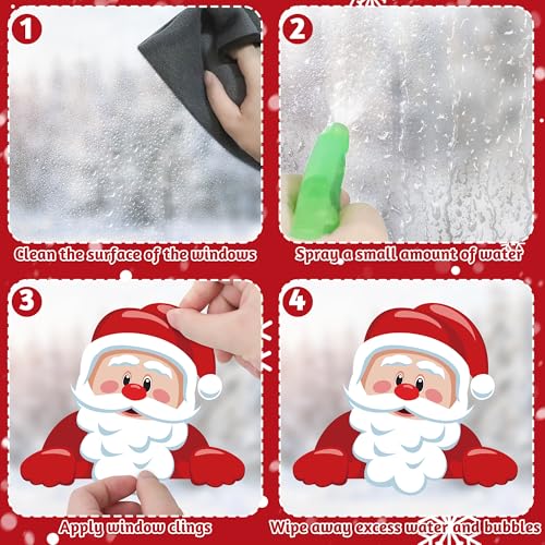 186 PCS Christmas Window Clings - Santa, Snowman & Snowflakes
