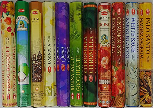 Natural Incense Sticks Variety Pack - 12 Assorted Fragrances (240 Sticks)