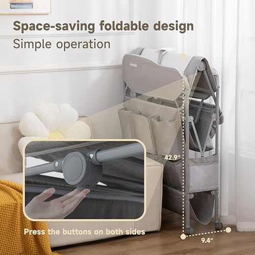 Portable Baby Changing Table with Storage, Foldable Diaper Station