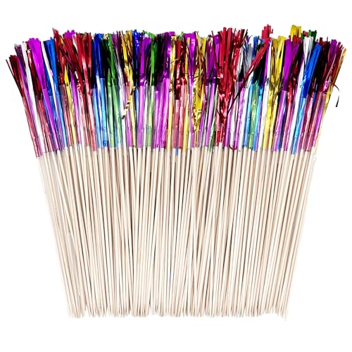 200 PCS Firework Cupcake Toppers Foil Frill Toothpicks - 9 Inch Cake Decoration