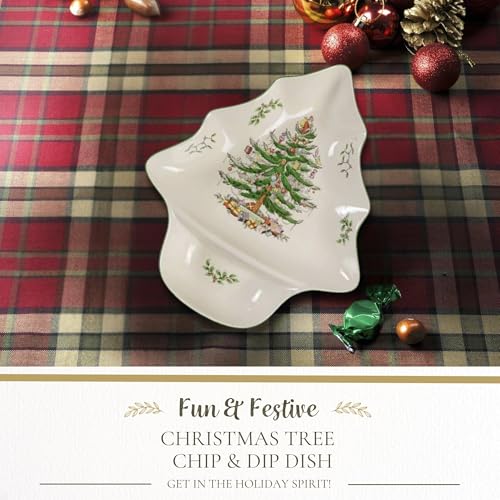 Spode Christmas Tree 14-Inch Chip & Dip (Large Pack of 2) Porcelain Tree Dish
