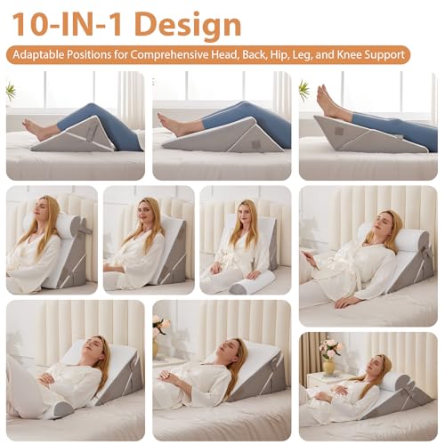 Adjustable Wedge Pillow Set for Acid Reflux & Back Support