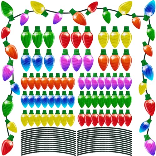 Bulb-Shaped 190PCS Christmas Car Refrigerator Magnets Reflective Holiday Decor