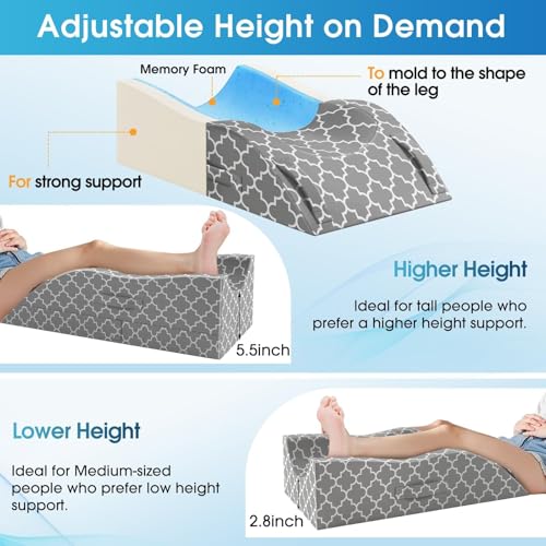 Adjustable Leg Elevation Pillow for Recovery - U-Shaped Wedge