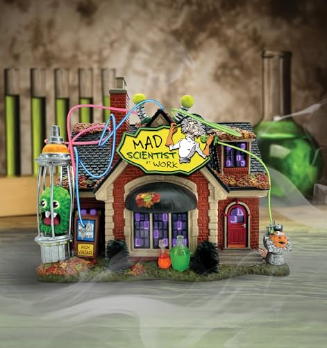 Mad Scientist's Place Illuminated Halloween Village Building, 7.76 Inch