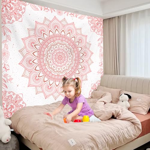 Pink Boho Mandala Wall Tapestry - Aesthetic Floral Decor for Bedroom & Dorm