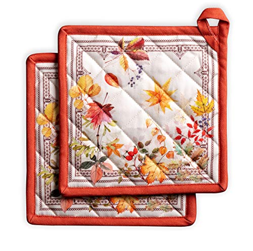 Maison d'Hermine Amarante Pot Holders Set of 2 8x8in Cotton Kitchen Accessories