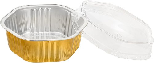 Frcctre 35 Pack 13 Oz Aluminum Foil Baking Cups with Lids, Disposable Hexagon Aluminum Foil Ramekins Cupcake Baking Pans Muffin Liners Cups Brownie Pudding Desserts Holders