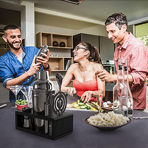 Highball & Chaser Gunmetal Cocktail Shaker Set with Bar Tools & Recipe E-Book