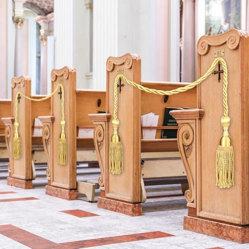 2-Pack 20ft Gold Weighted Church Pew Reservation Ropes with Tassels