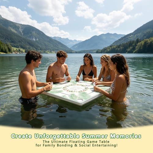 Floating Mahjong Table for Pool - 32x32 Inch Waterproof Game Tray