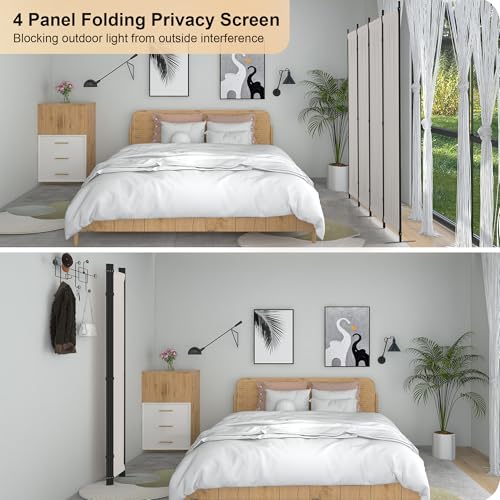 4-Panel Folding Room Divider, 6FT Portable Privacy Screen Partition, White