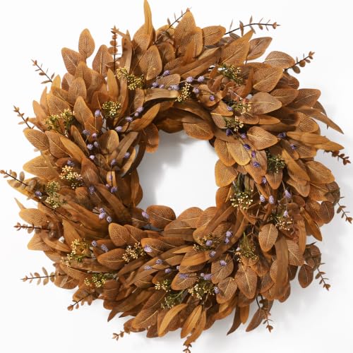 26-Inch Artificial Fall Eucalyptus Wreath for Front Door Autumn Decor