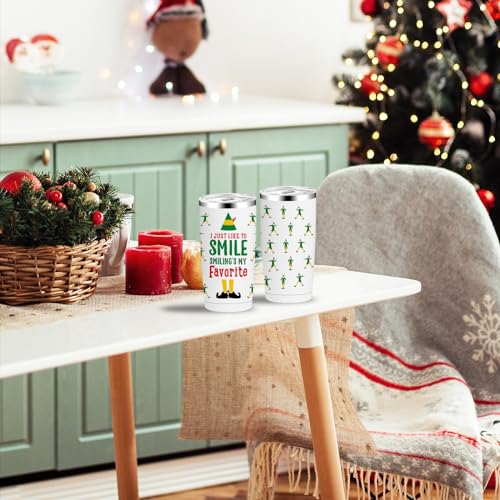 Arsemica Buddy the Elf 20oz Christmas Tumbler – Smile Variation, Insulated Cup with Lid & Straw