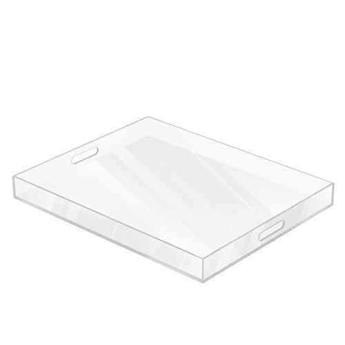 MAONAME Acrylic Serving Tray with Handles, 20" x 16" Rectangular Clear Tray, Ottoman Decorative Trays, Coffee Table Trays for Countertop, Living Room, Office