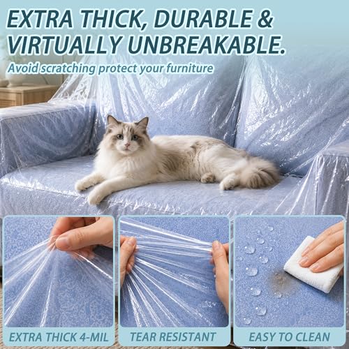 Extra Large Clear Plastic Sofa Loveseat Covers for Moving