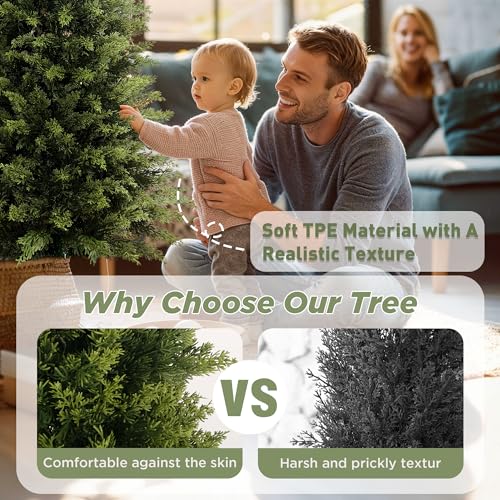 6ft Artificial Cedar Topiary Tree, Realistic Faux Evergreen Outdoor Plant