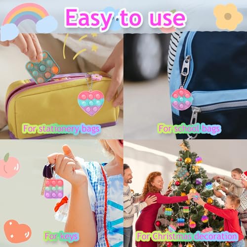 30-Piece Mini Pop Keychain Fidget Toy Set for Party Favors and Stress Relief