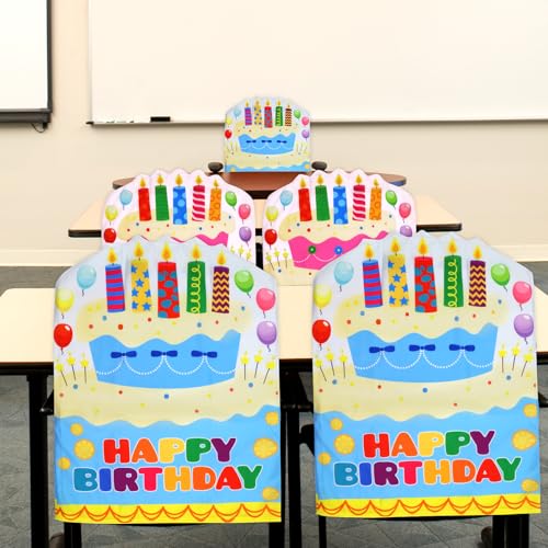 Birthday Chair Covers for Kids - 2 Pack, Pink & Blue, 25x19in