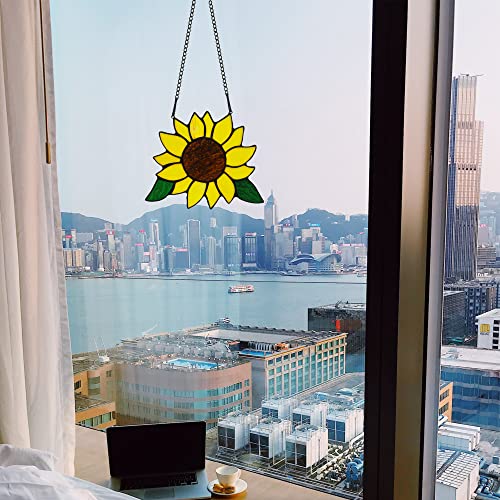 Handmade Sunflower Stained Glass Suncatcher for Window Decor