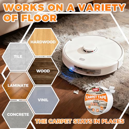 Double Sided Carpet Tape for Area Rugs - Heavy Duty & Floor Safe, 2-Inch