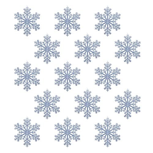 15-Pack Silver Glitter Snowflake Ornaments 12 Inch Large Holiday Decorations