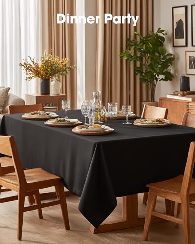 Black Rectangle Polyester Tablecloth 60 x 84 Inch - Washable Cover