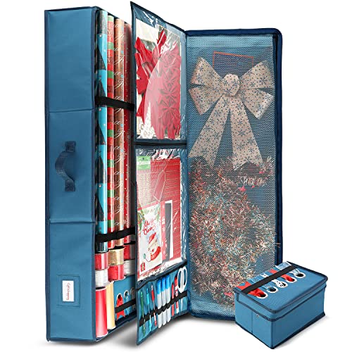 Wrapping Paper Storage Container for 40-Inch Rolls with Ribbon Dispenser