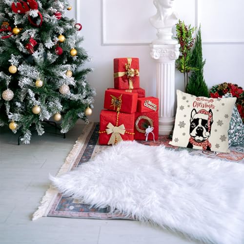 GAGEC Boston Terrier 18x18 Inch Christmas Pillow Covers, Xmas Dog Throw Pillowcase