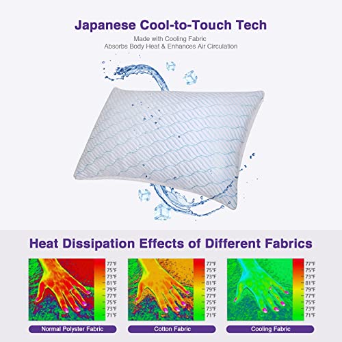 WISHSMILE Adjustable Cooling Shredded Memory Foam Pillows, Queen Set of 2