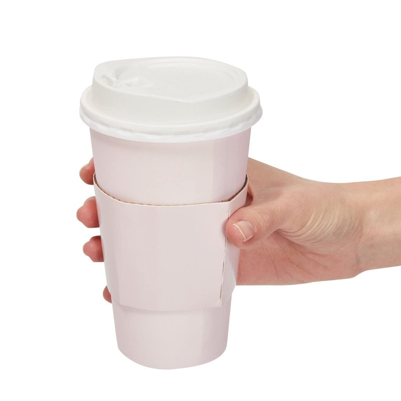 Sparkle and Bash Disposable Coffee Cups with Lids - 16 Oz, 48 Pack, Compostable Pastel Colors - Insulated Hot Paper Cups with Lids & Disposable Coffee Sleeves