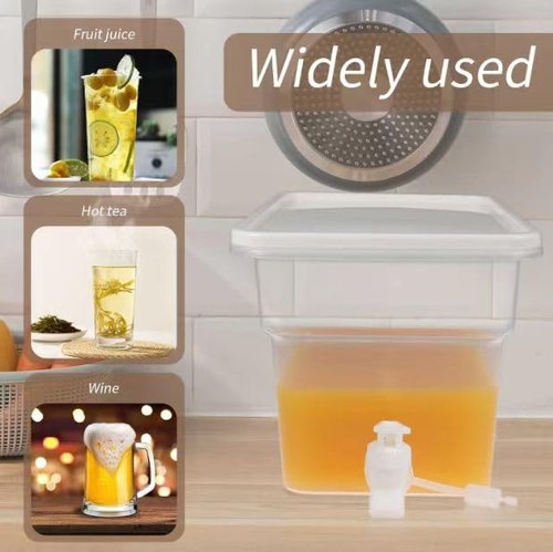 AiSmRu 2 Pcs 1.3 Gallon Fridge Beverage Drink Dispenser with Spigot, Slim Plastic Water Dispenser Cold Drink Dispenser Leakproof for Indoor Outdoor Party BBQ Wedding