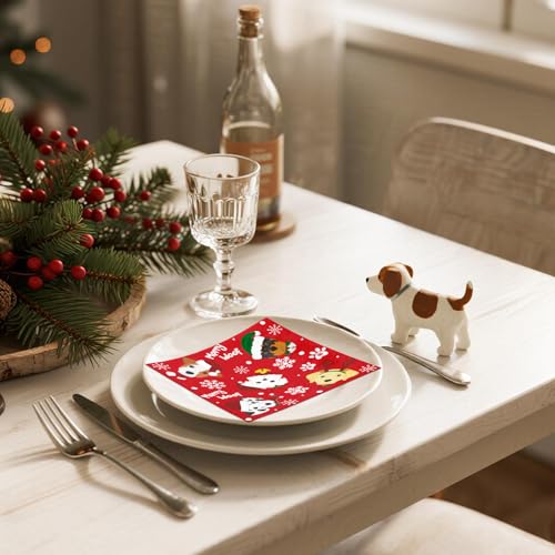 RUSPEPA Christmas Dog Cocktail Napkins 25 Pcs, 5x5 Inch Holiday Party Decor