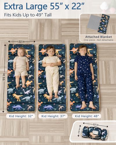 PRIMLECT Toddler Nap Mat with Pillow and Blanket, Extra Large 55x35 Washable Sleeping Bag for Daycare and Preschool
