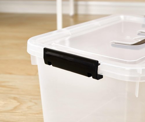 Clear Storage Bins - 6 Quart Plastic Containers with Latches & Lid | 6-Pack Set