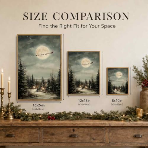 Christmas Wall Art, Santa Claus Canvas Rustic Holiday Home Decor
