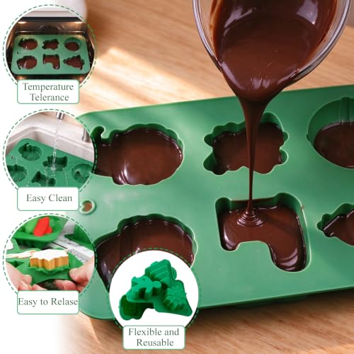 BRIOCET 2 Pack Christmas Silicone Molds Large Xmas Baking & Soap Molds - Green, 12 Cavities