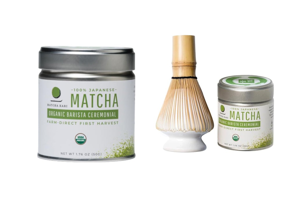 Matcha Kari 50g Barista Matcha + Mini Tea Set in White